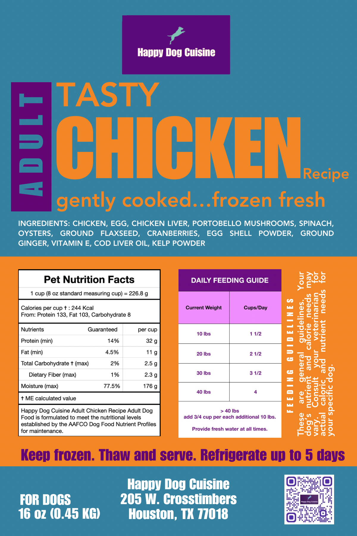 Tasty Chicken Adult Recipe label