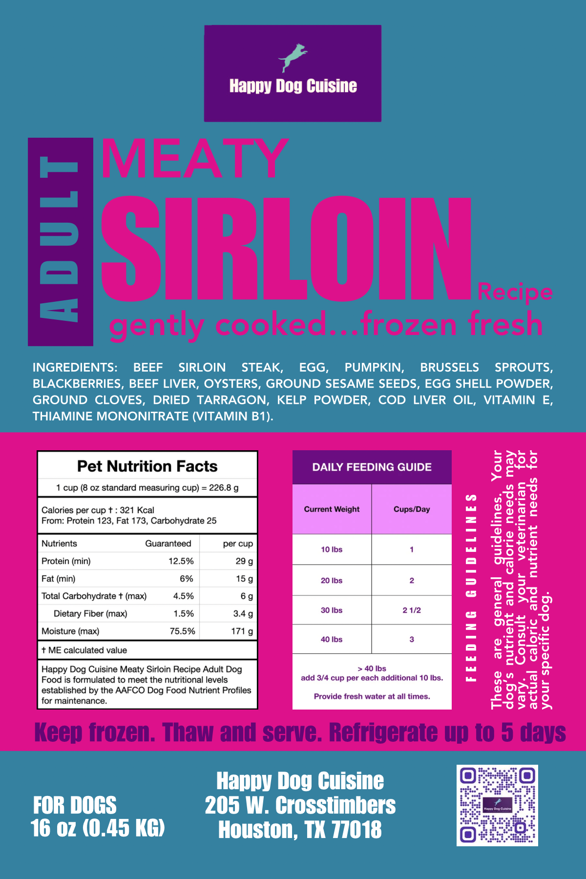 Meaty Sirloin Adult Recipe label